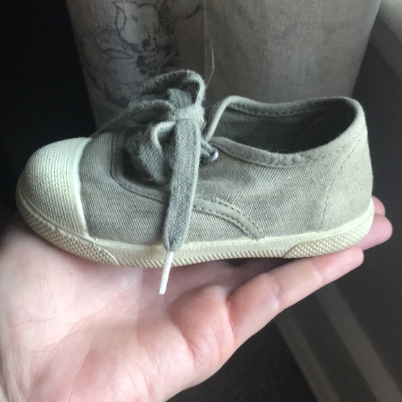 🇪🇸 ZARA BABY 4.5T Lace Up Green Khaki Canvas Shoes Unisex Toddler - Picture 2 of 12